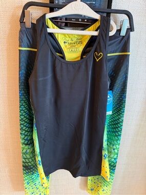Pelagic Dorado Mahi Mahi fish print women's leggings and tank top matching set